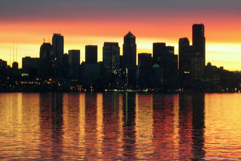 Seattle skyline at sunset