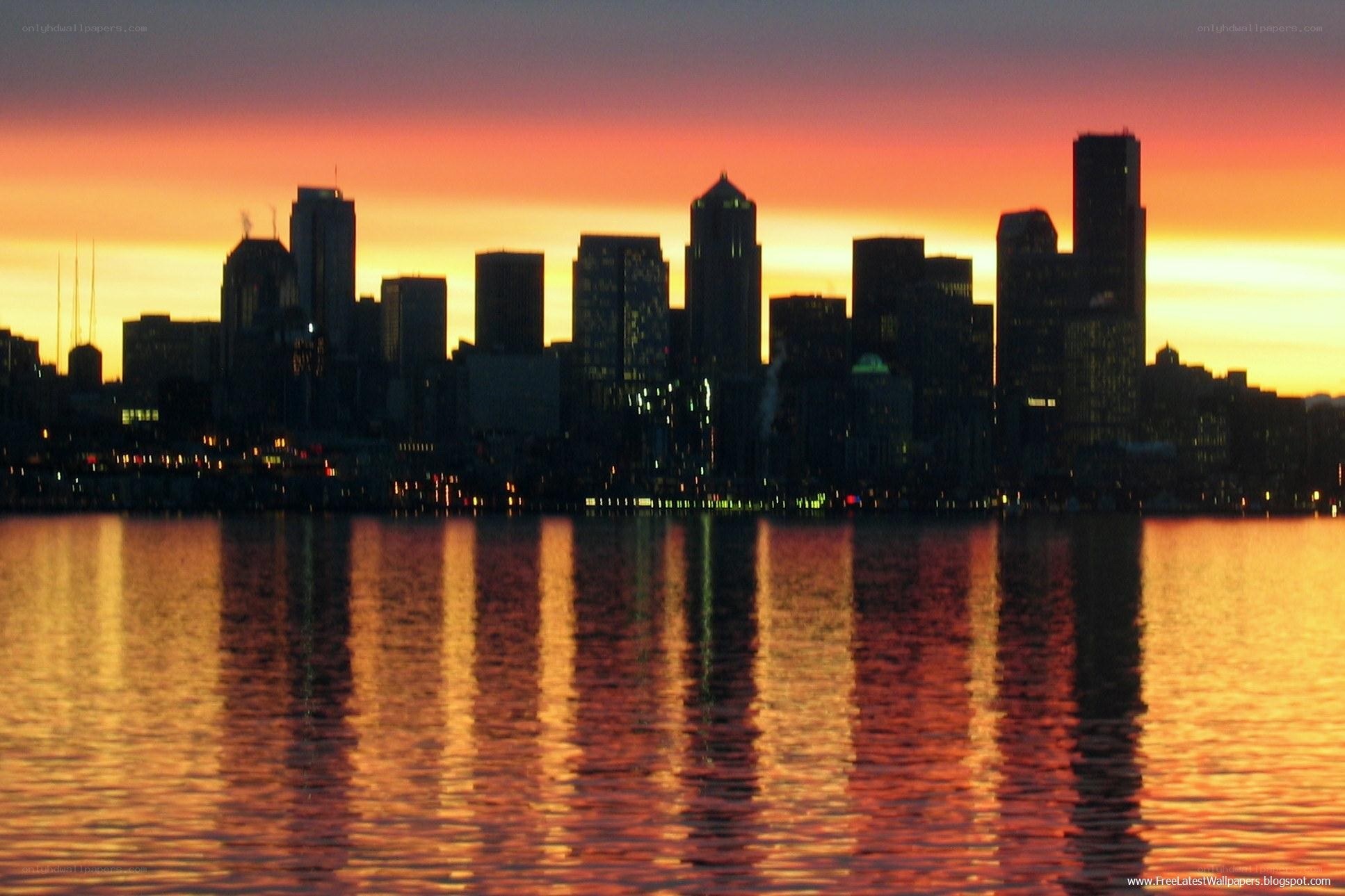 Seattle skyline at sunset
