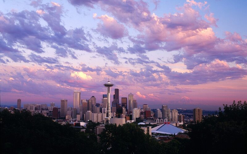 Seattle skyline at sunset