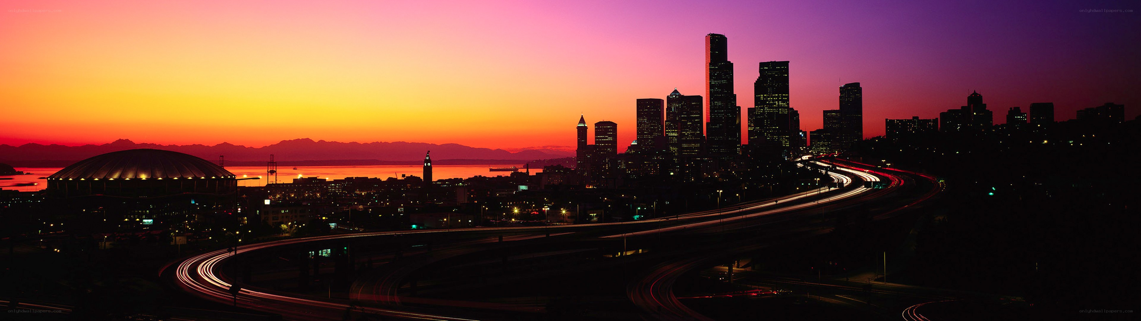 Seattle skyline at sunset