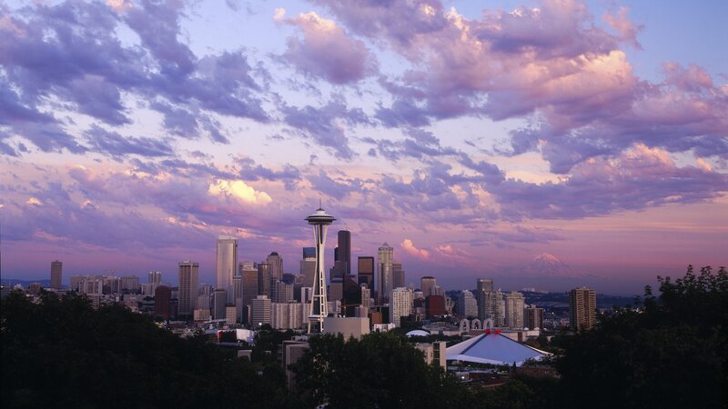 Seattle skyline at sunset