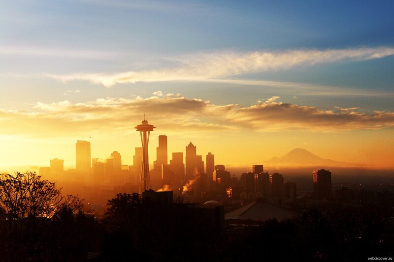 Seattle Skyline at Sunset — Orange