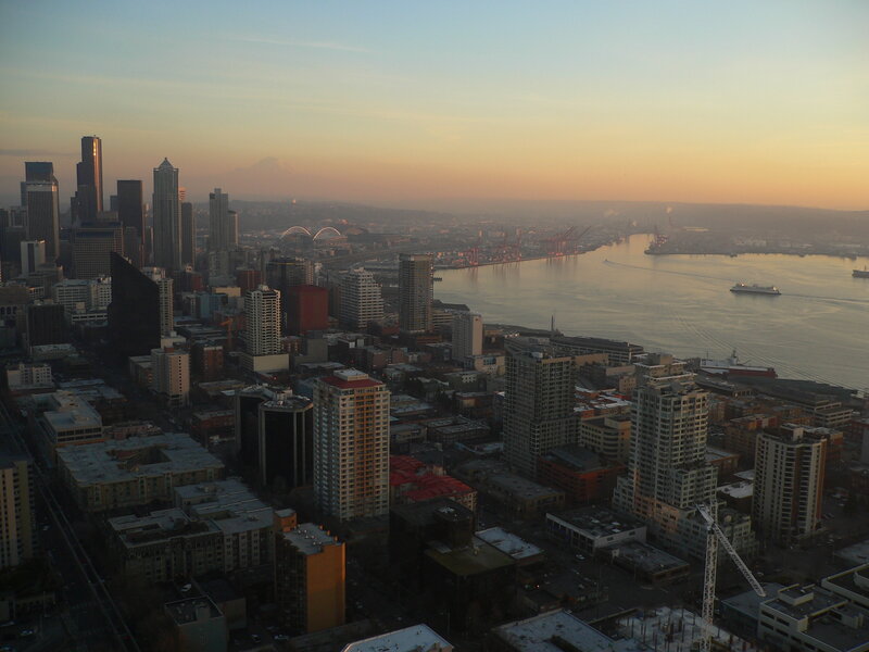 Seattle skyline at sunset