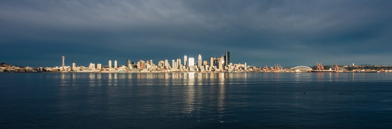 Seattle Skyline — Blue, Dramatic, Afternoon, Photograph