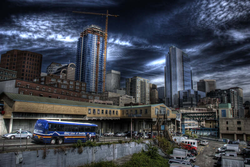 Seattle Skyline — Blue, Dramatic