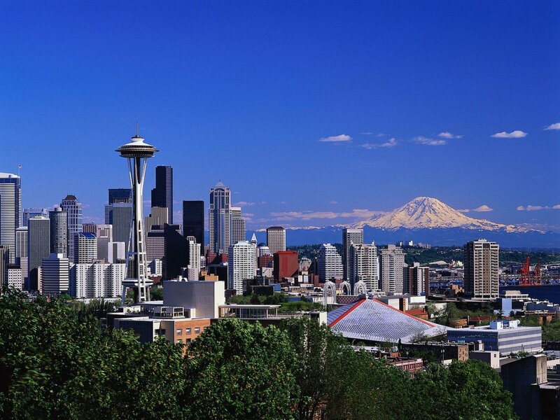 Seattle Skyline — Blue, Serene