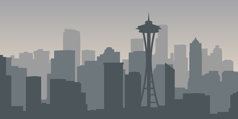 Seattle Skyline — Gray, Serene