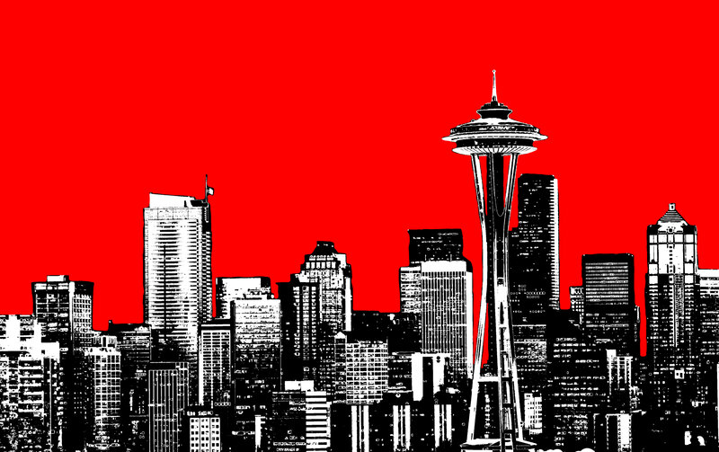 Seattle Skyline — Red