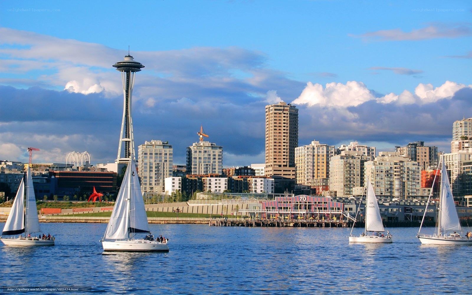 Seattle skyline with sailboats