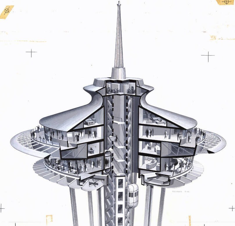 Seattle Space Needle architectural cutaway