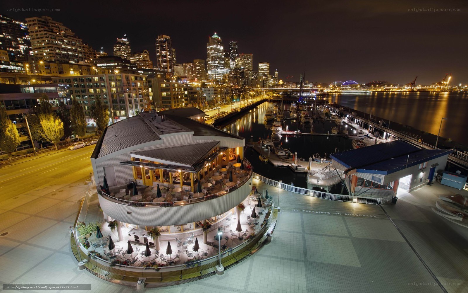 Seattle waterfront at night