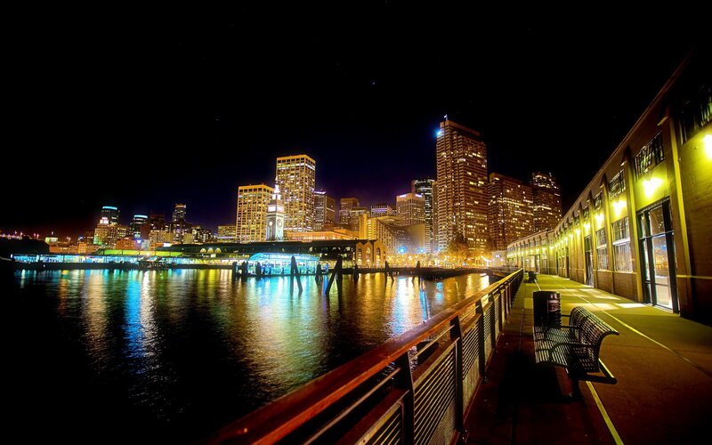 Seattle waterfront at night