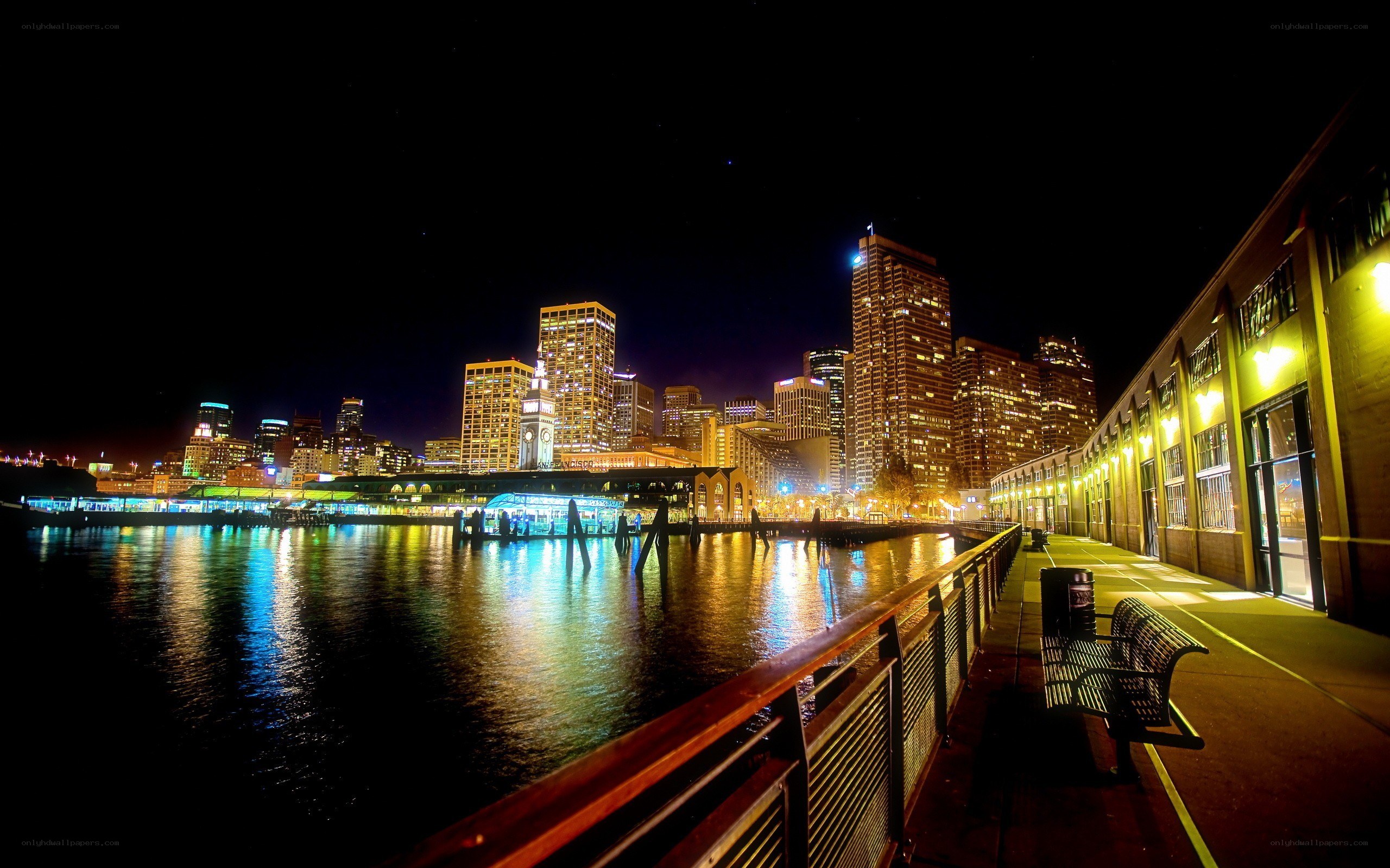 Seattle waterfront at night