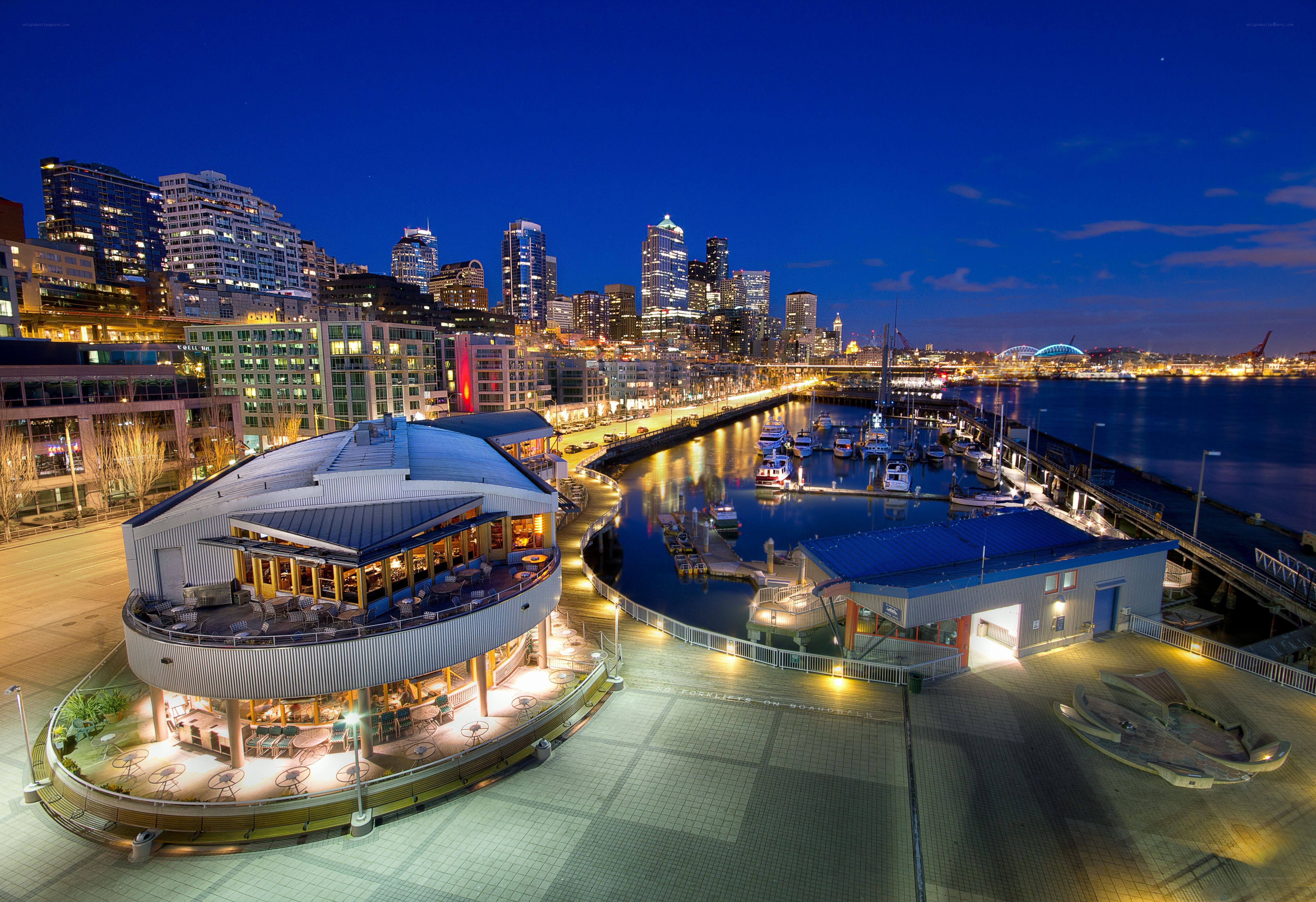 Seattle waterfront at night