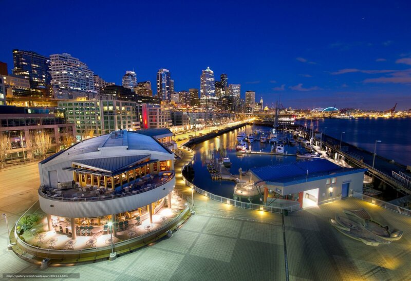 Seattle waterfront at night