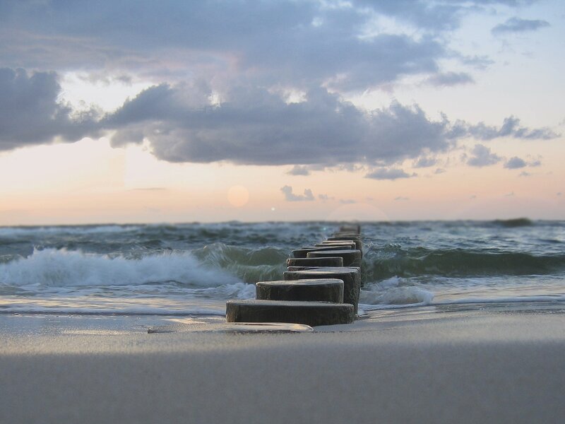 Seawall at sunset
