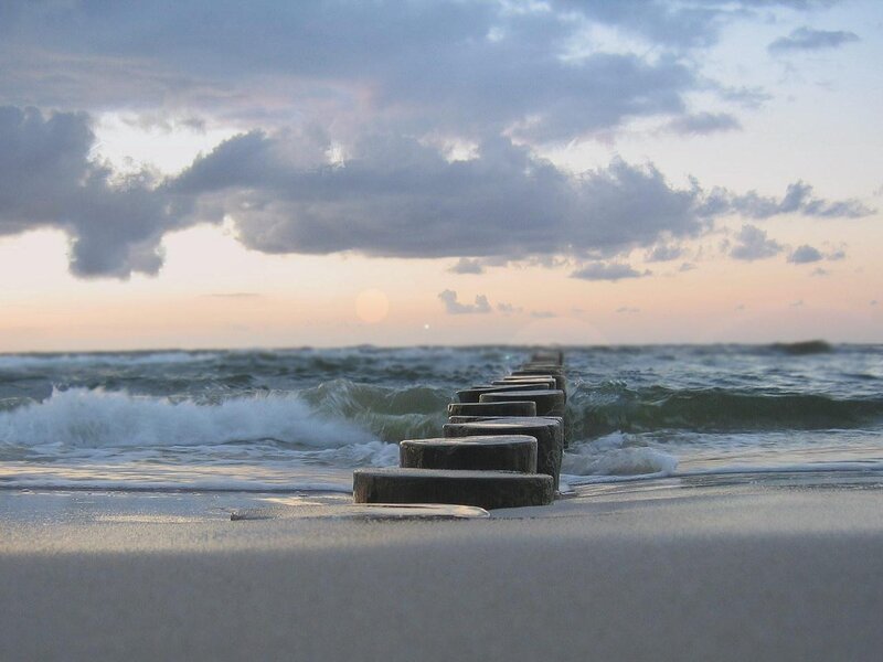 Seawall at sunset