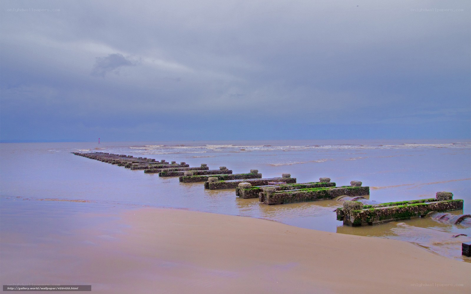 Seawall on a cloudy day
