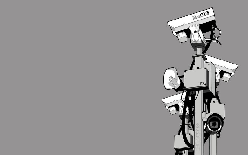 Security Camera Array — Gray, Neutral, Illustration, Cameras, Speaker, Pole