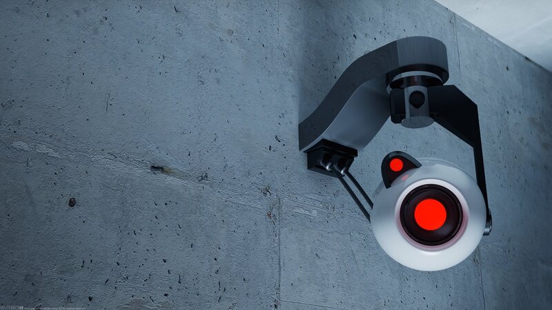security camera on concrete wall