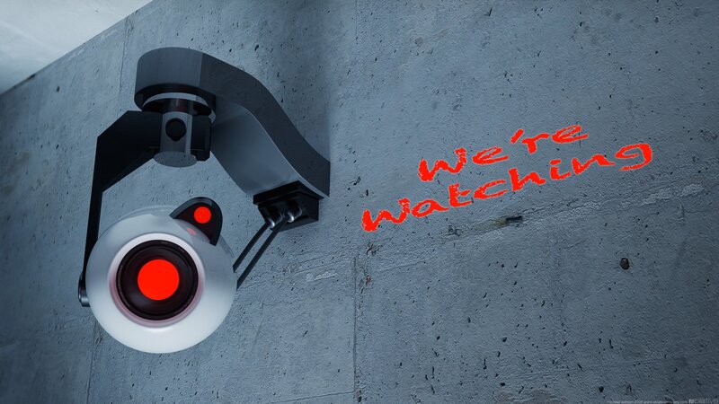 Security Camera on Wall — Gray, Dystopian