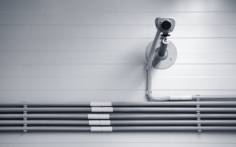 Security Camera on Wall — Gray, Neutral, Photograph