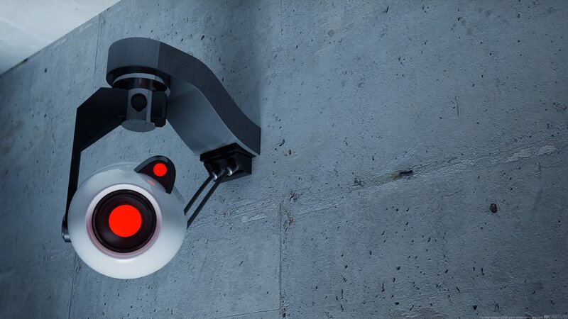 Security Camera on Wall — Gray