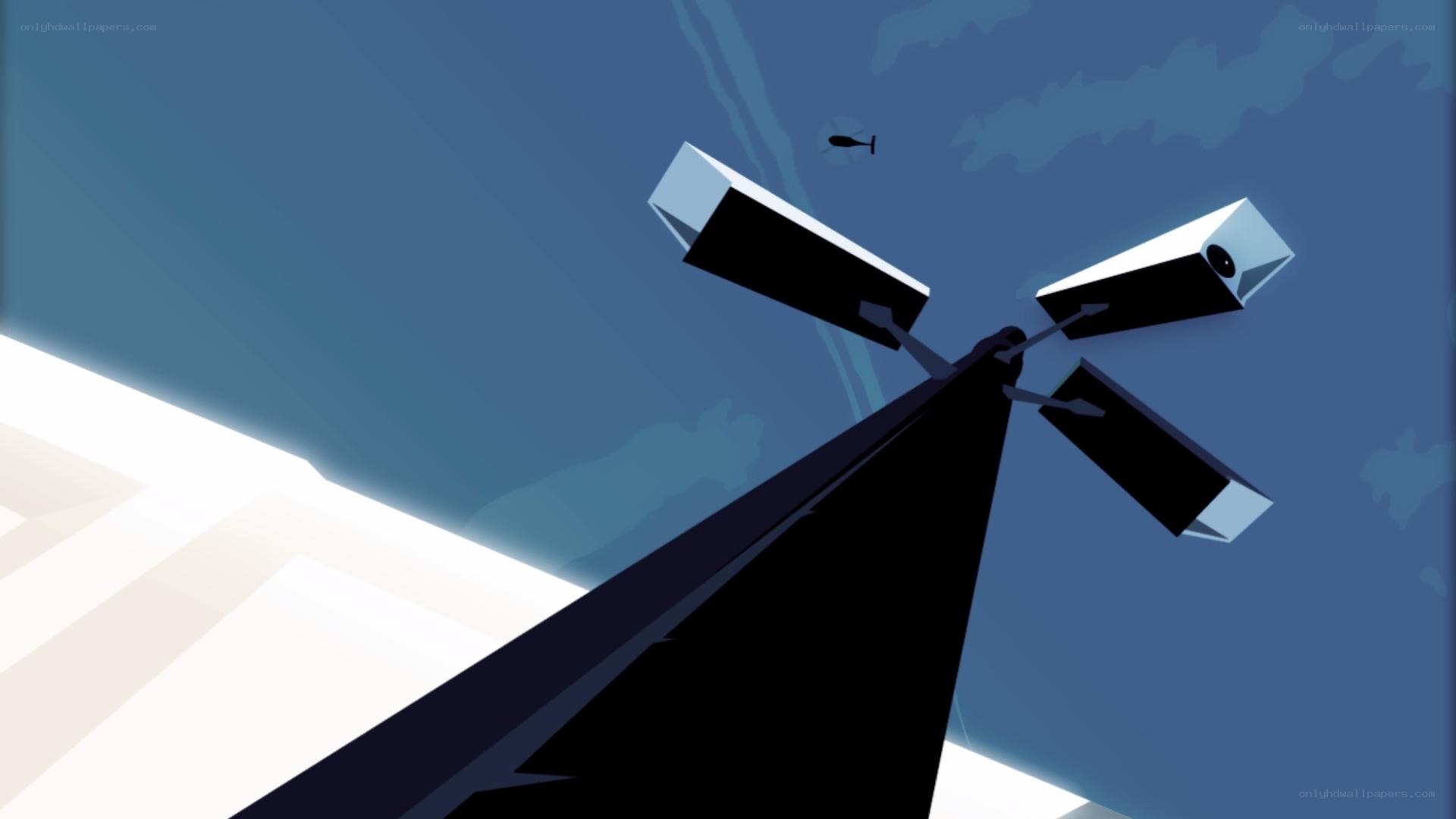 Security cameras on a pole