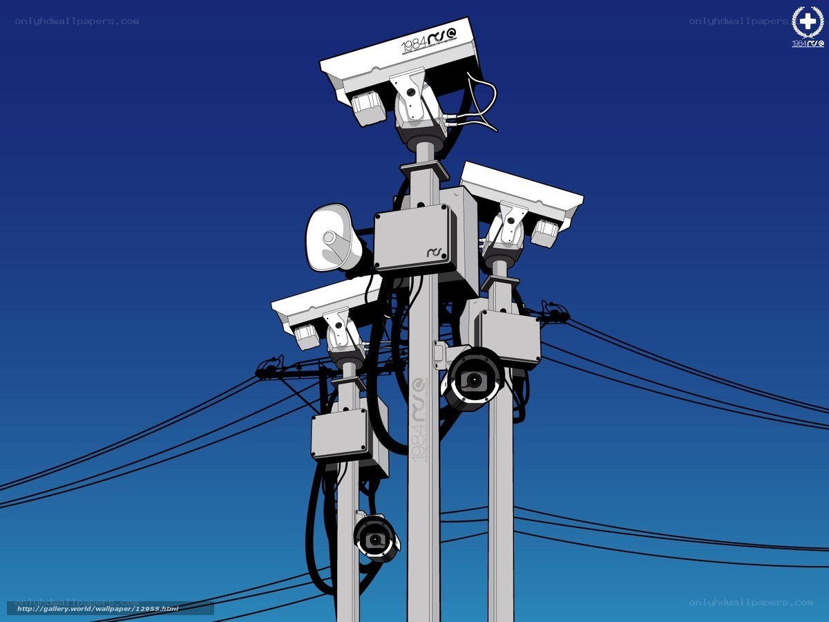 Security cameras on utility pole