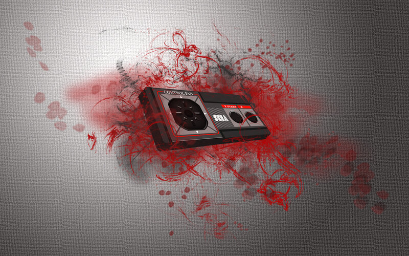 Sega controller with red splatter