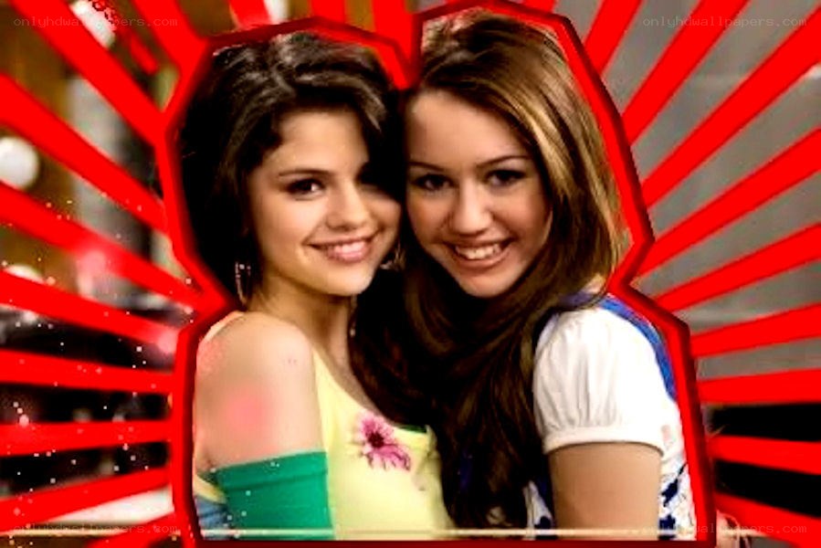 Selena and Miley smiling together