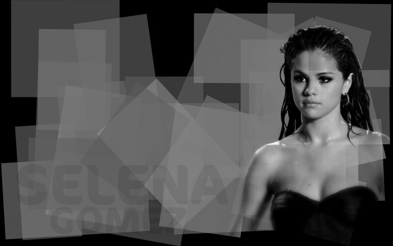 Selena Gomez black and white portrait