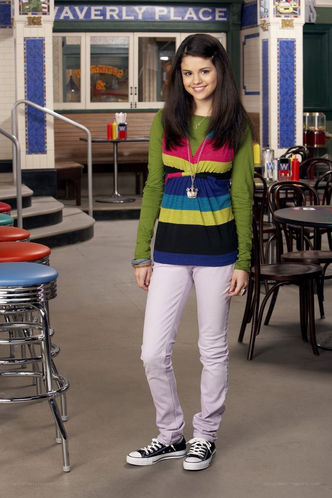 Selena Gomez in a diner