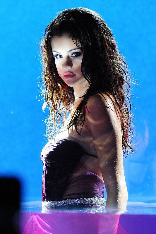 Selena Gomez in purple dress