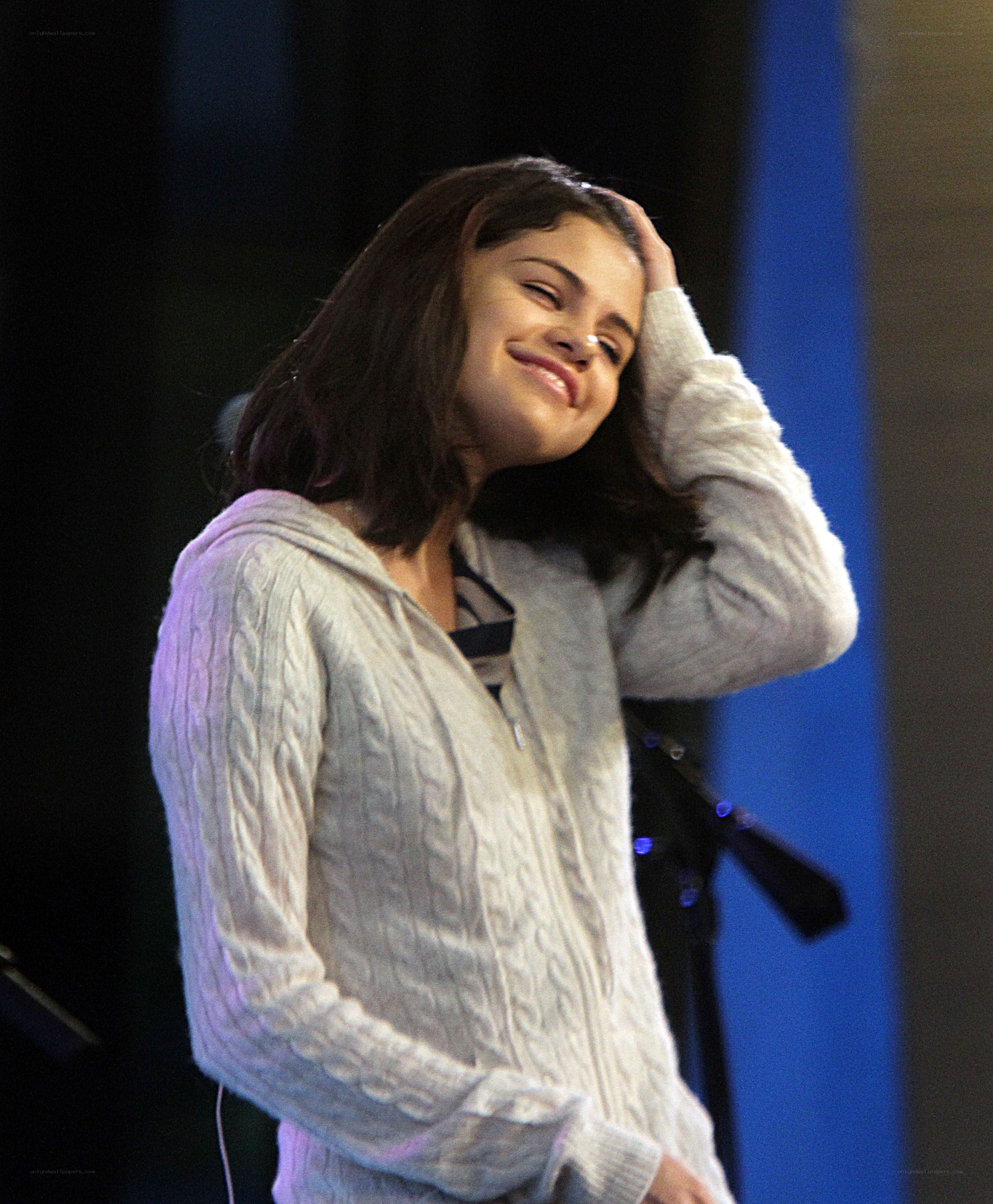 Selena Gomez smiling on stage