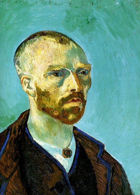 Self-portrait with green background