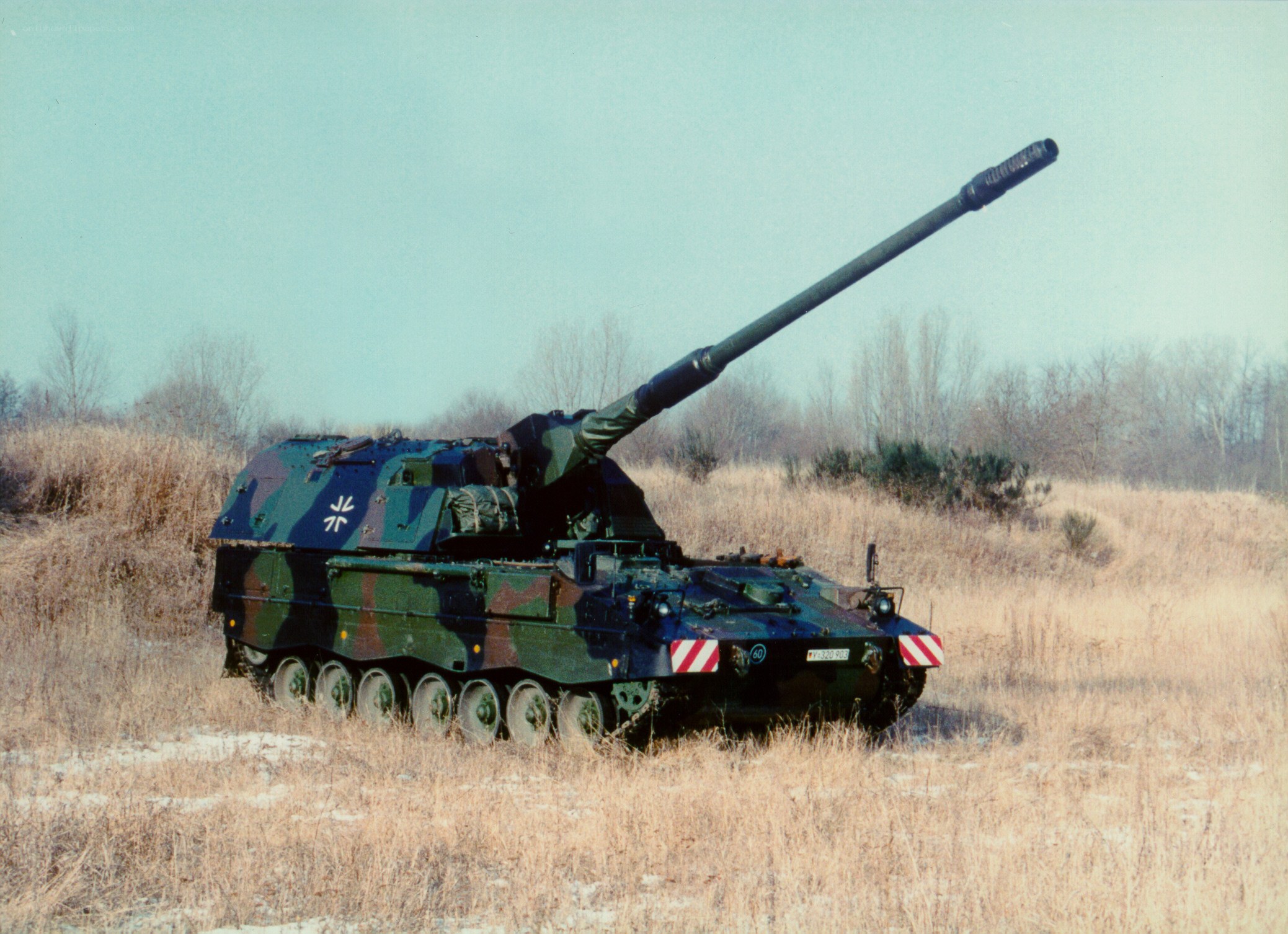 Self-propelled artillery in field