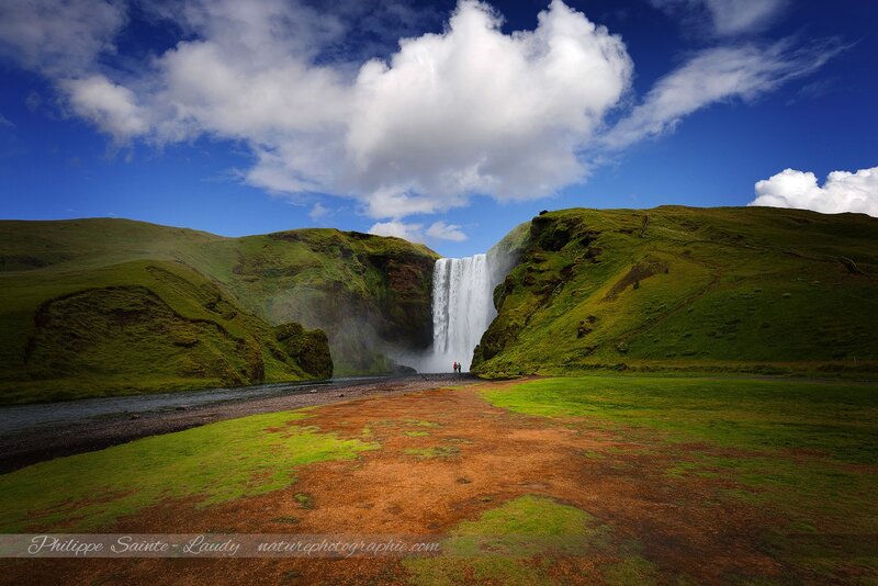 Seljalandsfoss Waterfall — Blue, Dramatic, Afternoon, Photograph