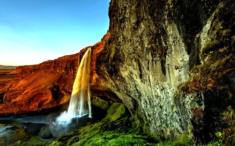 Seljalandsfoss Waterfall — Blue
