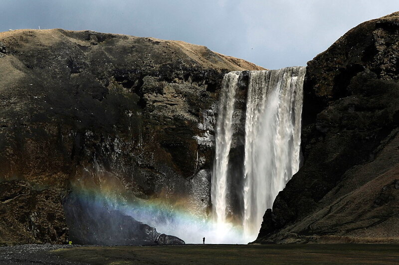 Seljalandsfoss Waterfall — Gray
