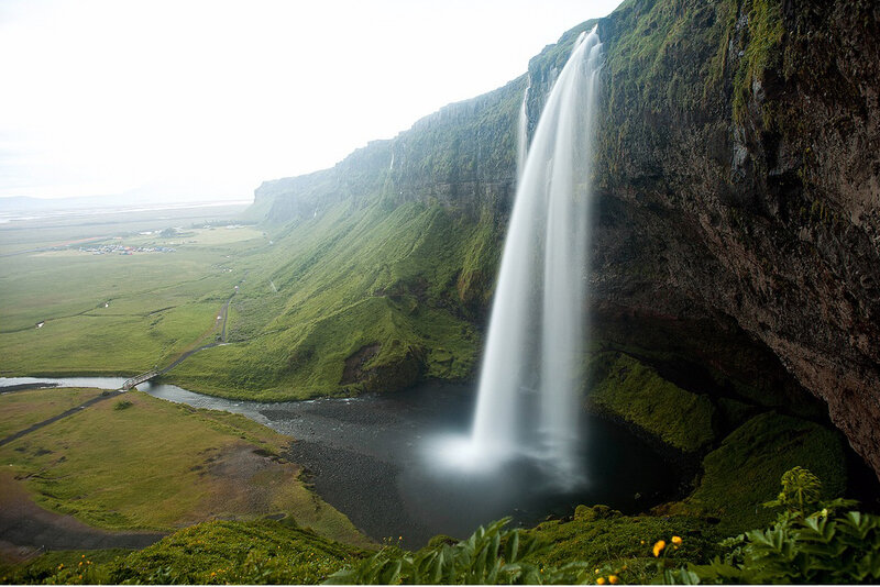 Seljalandsfoss Waterfall — Green, Serene