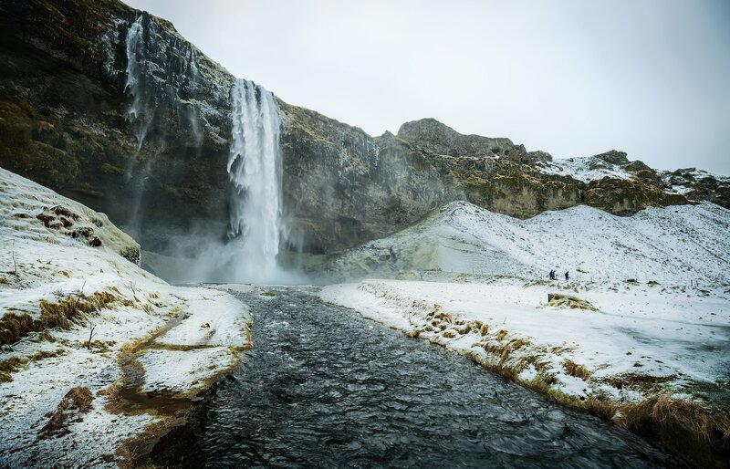 Seljalandsfoss Waterfall — White