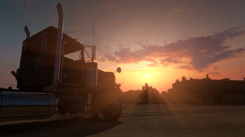 Semi-truck at Sunset