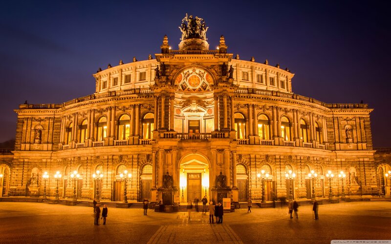 Semperoper Building at Night