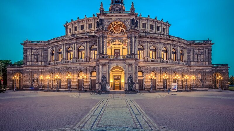 Semperoper Building — Blue, Dramatic