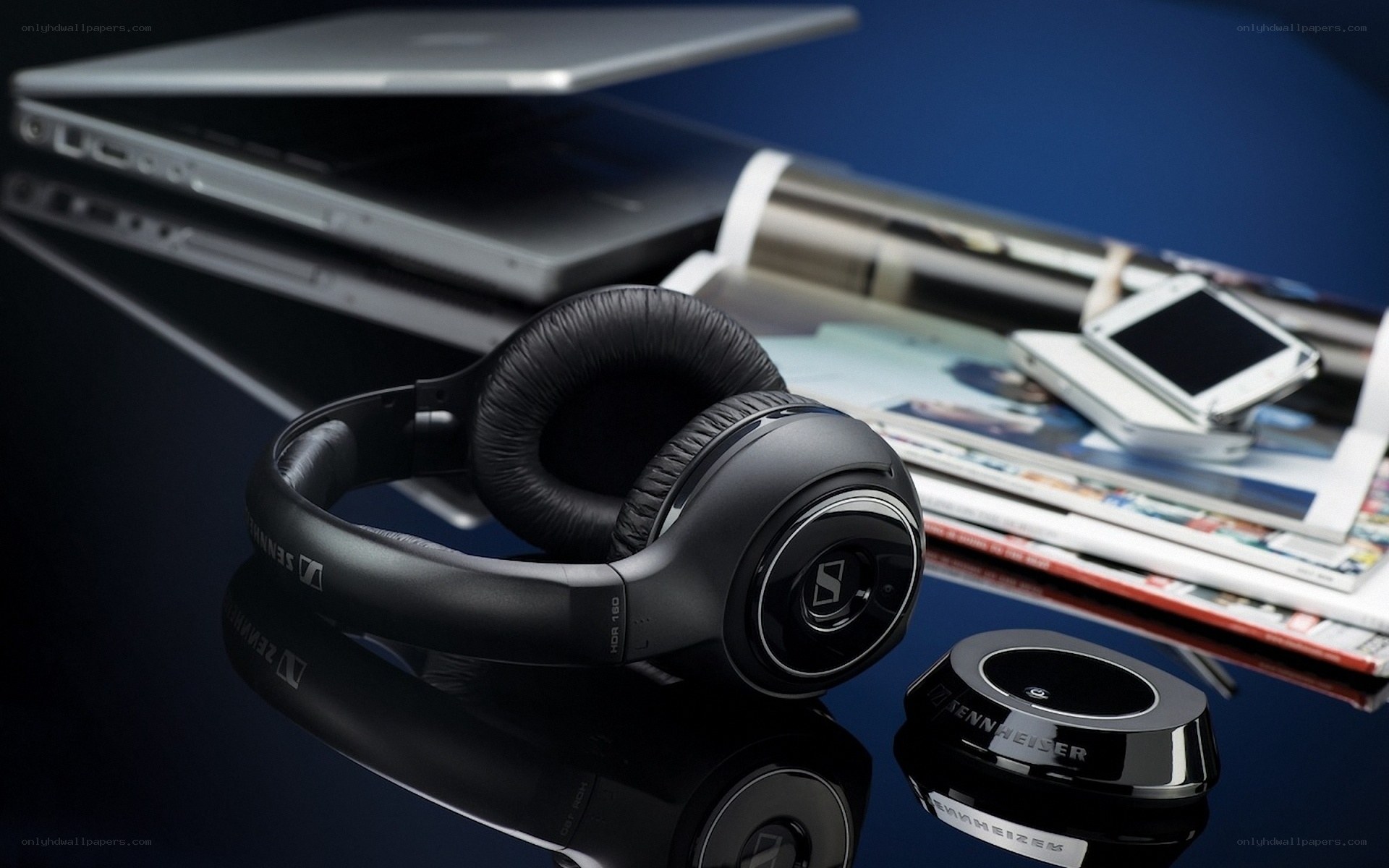 Sennheiser headphones on desk