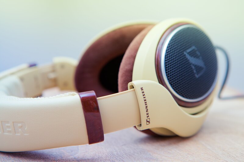 Sennheiser headphones on wood