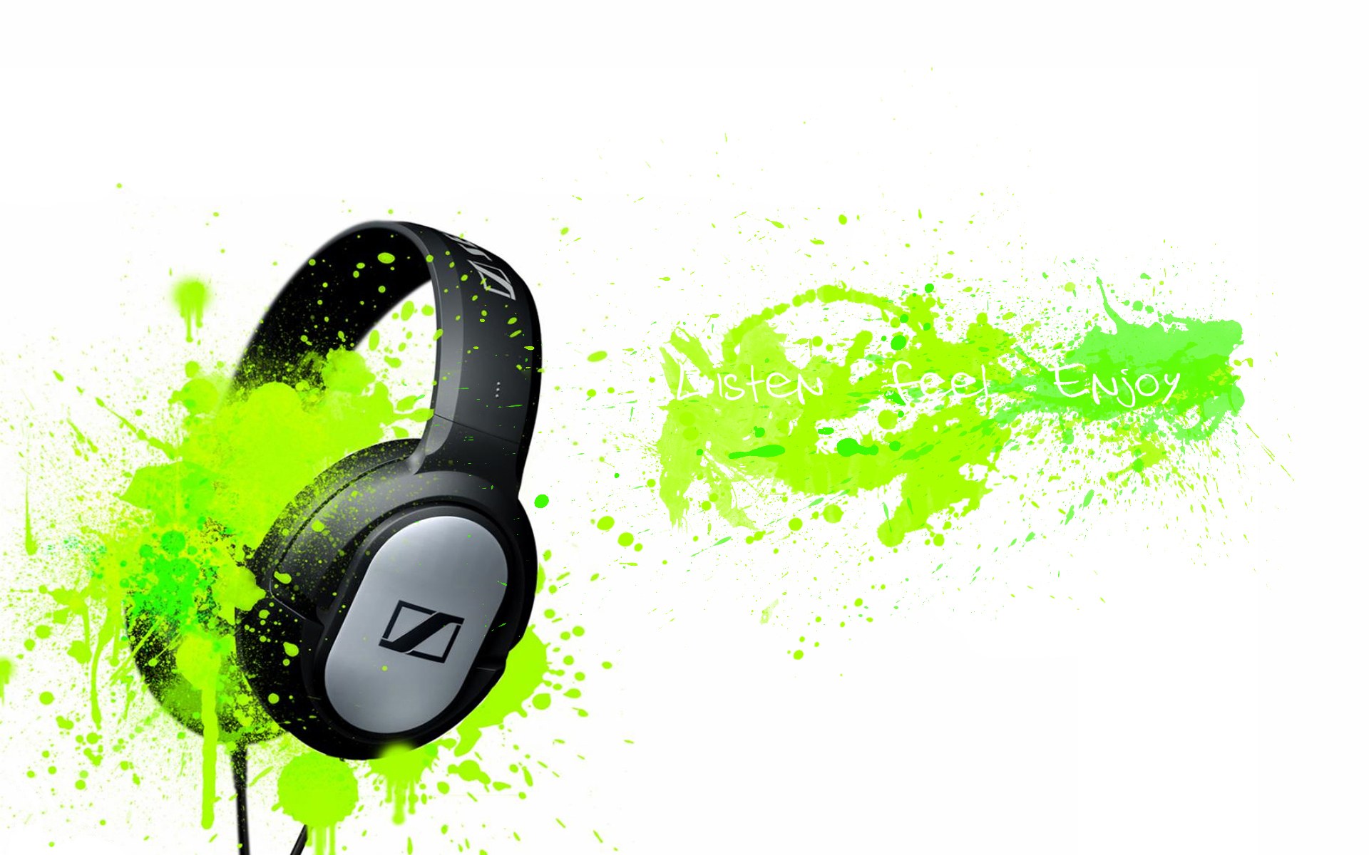 Sennheiser headphones with green splatter