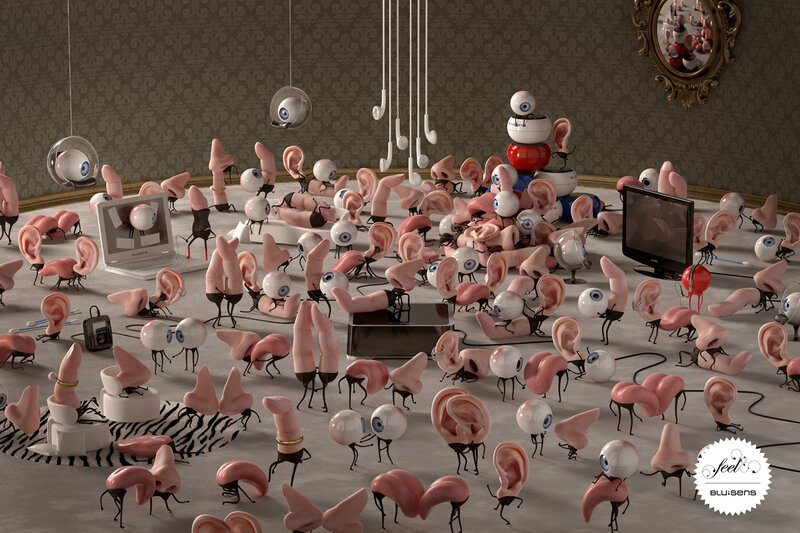 Sensory organ creatures in a room