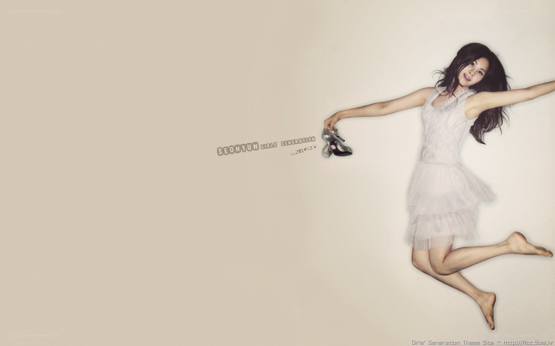 Seohyun jumping in white dress